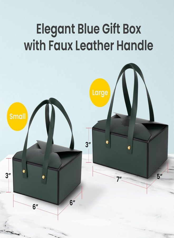 Hammont Gift Boxes - 4 Pack of Gift Boxes with Faux Leather Handles - Cookie Boxes - Versatile Gift Boxes for Presents - Elegant Box for Cakes Candy | Jewelry | Chocolates (6"x6"x3" (Green)) - Image 2